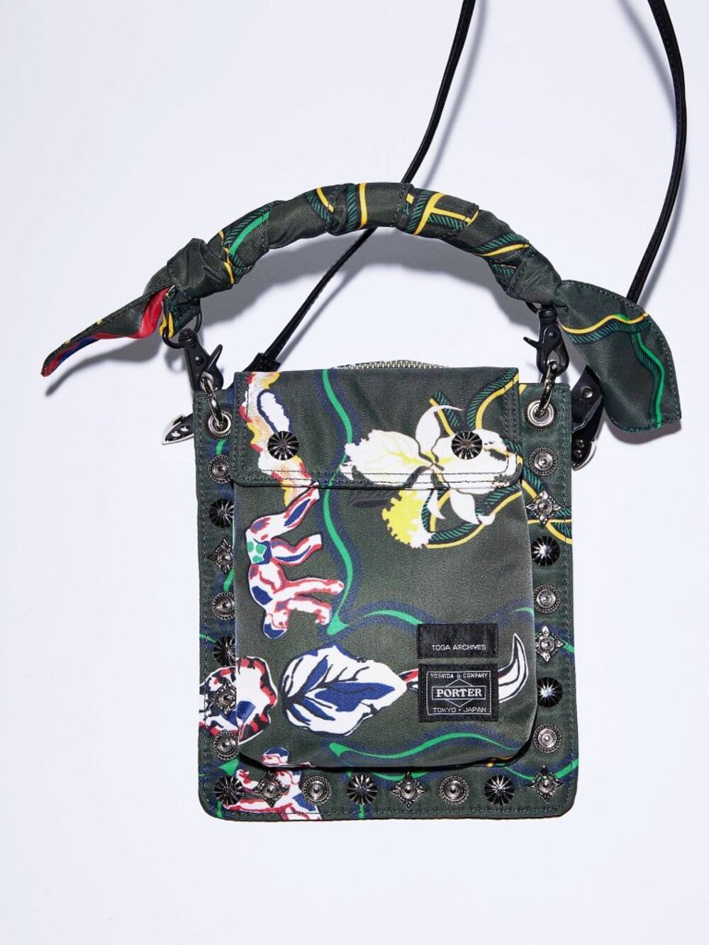 TOGA ARCHIVES x PORTER Green Nylon Floral AOYAMA LIMITED Studded Crossbody Bag